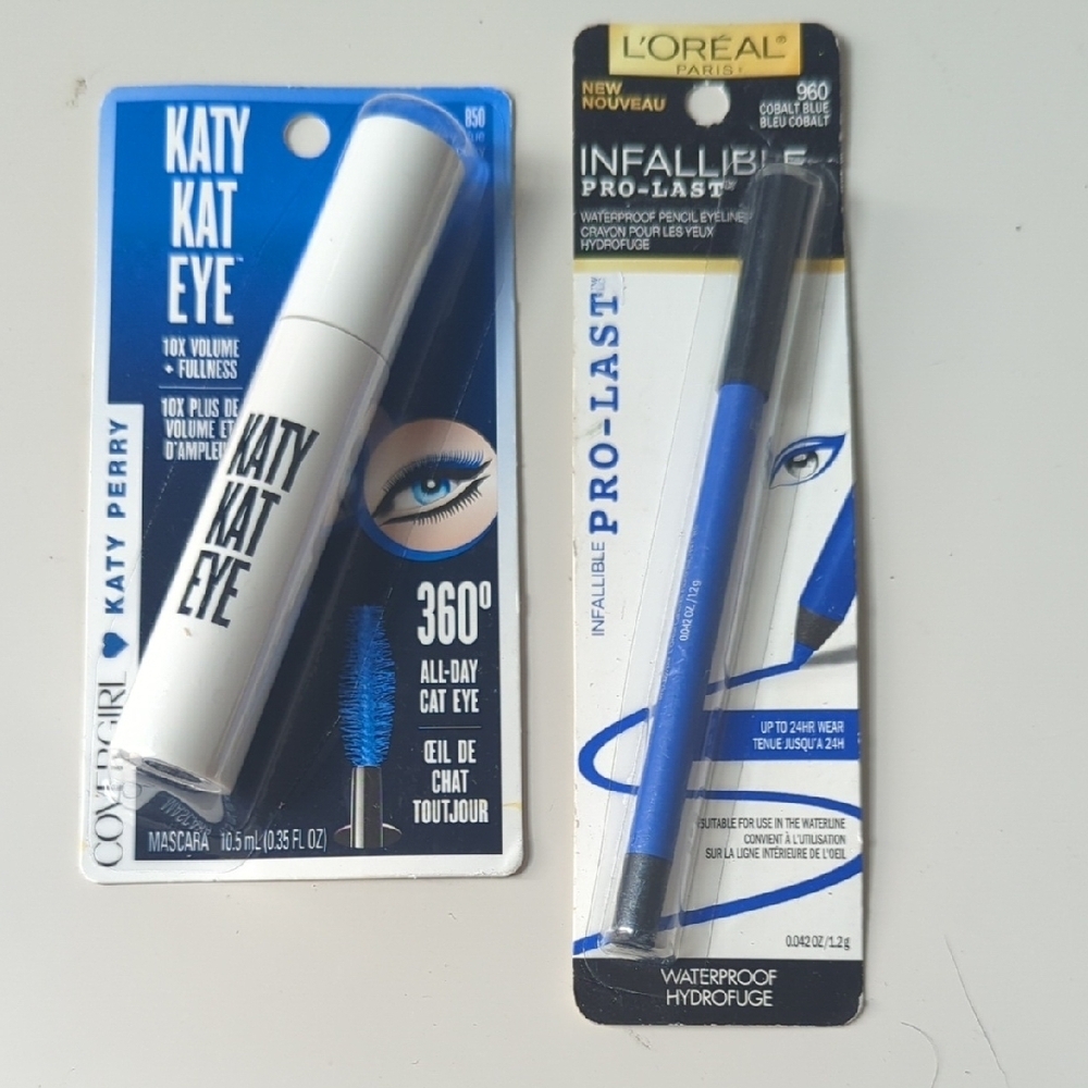 L'Oreal Infallible Pro-Last Blue Eyeliner CoverGirl Katy Kat Blue Mascara New